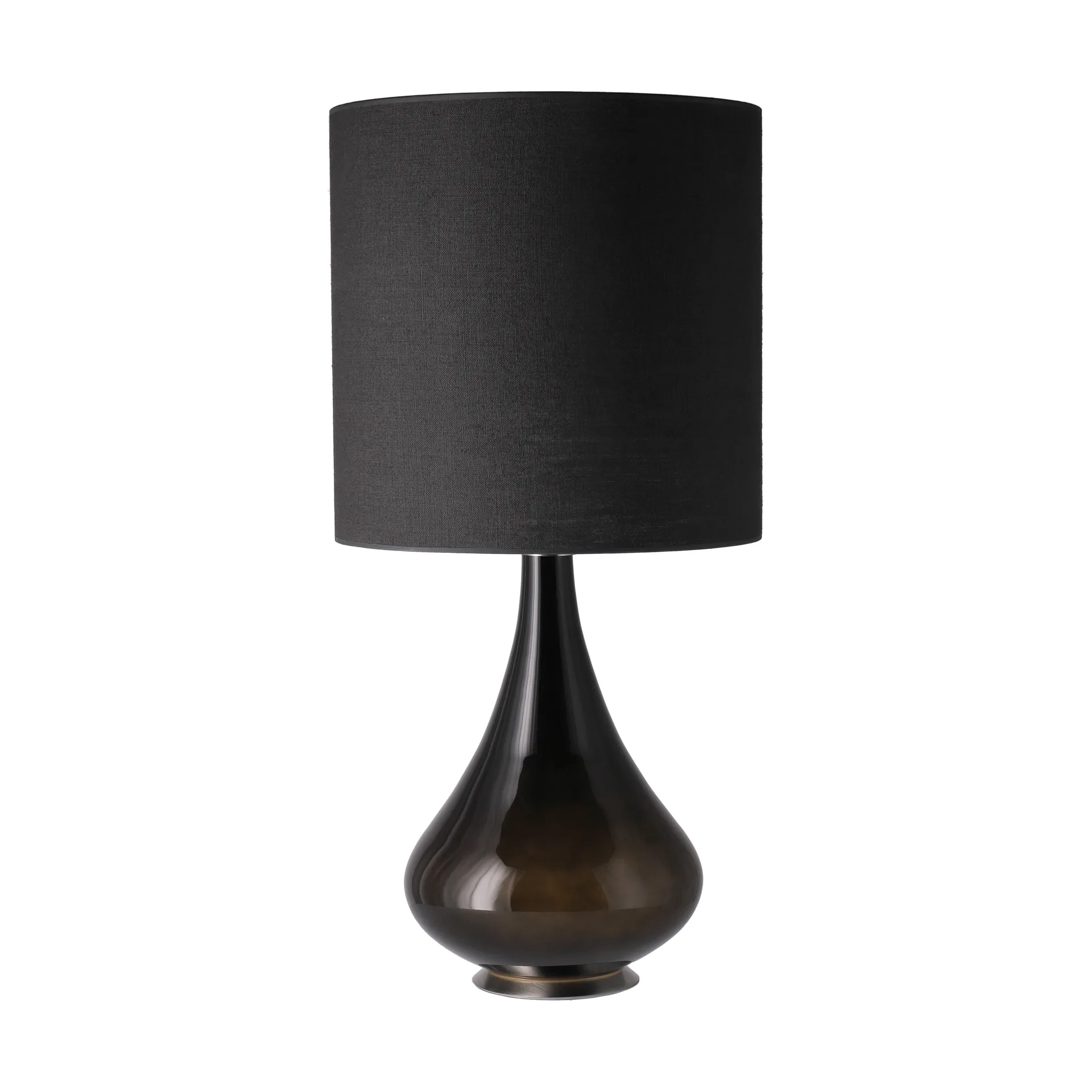 Candeeiro de mesa Renata, base preta, Lino Negro M Flavia Lamps