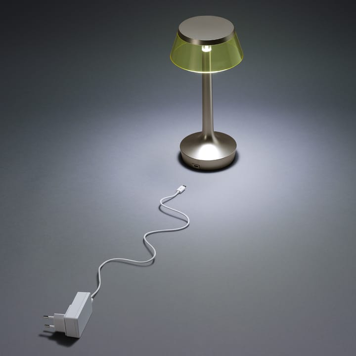 Candeeiro de mesa Bon Jour Unplugged, Matt chrome-transparent Flos