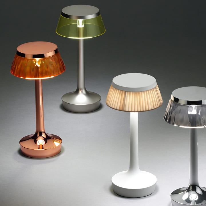 Candeeiro de mesa Bon Jour Unplugged, Matt chrome-transparent Flos