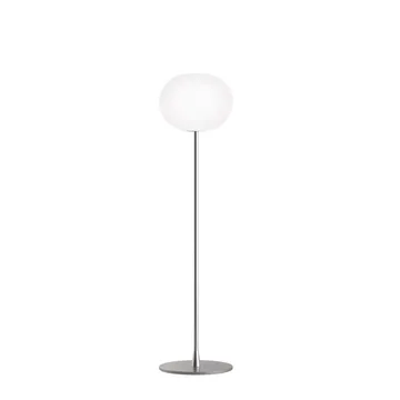 Candeeiro de pé Glo-ball F1 - Vidrío opal branco-base prateada fosca - Flos
