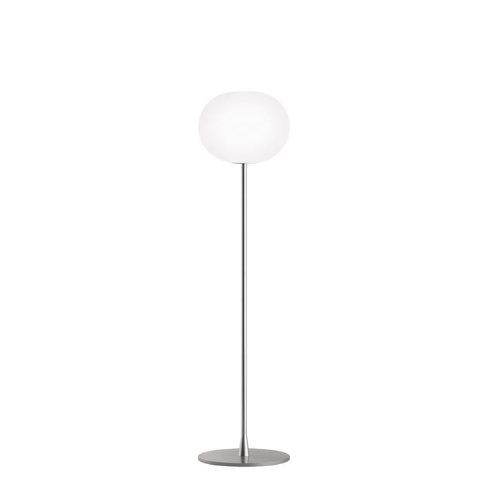 Candeeiro de pé Glo-ball F1 - Vidrío opal branco-base prateada fosca - Flos