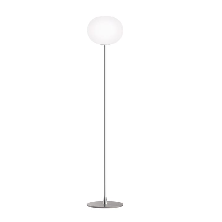 Candeeiro de pé Glo-ball F2 - Vidro opal branco - suporte prateado fosco - Flos