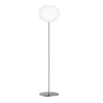 Candeeiro de pé Glo-ball F3 - Vidrío opalino branco-base prateada fosca - Flos