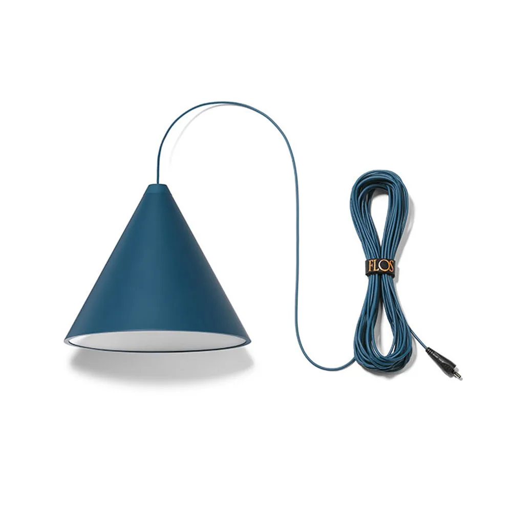 Candeeiro suspenso String Light Cone, Azul, cabo 22 m Flos