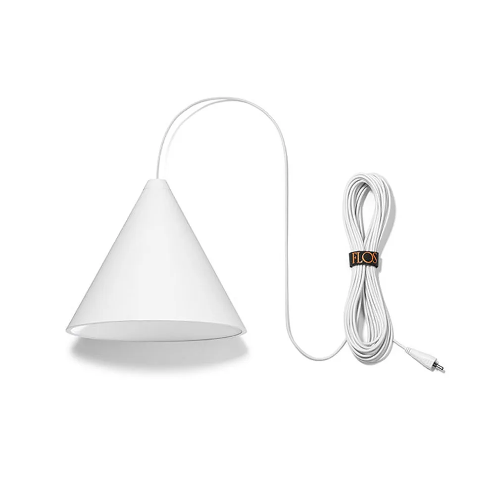 Candeeiro suspenso String Light Cone, Branco, cabo de 12 m Flos