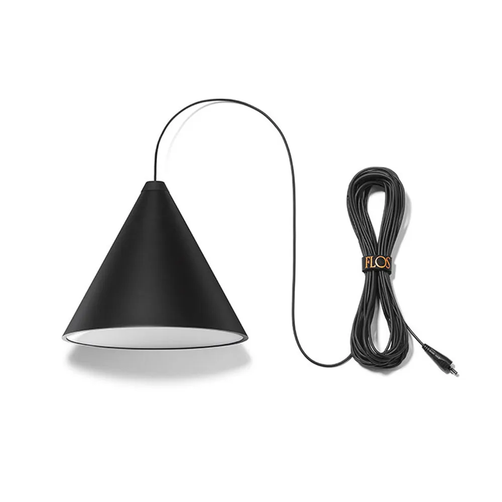 Candeeiro suspenso String Light Cone, Preto, cabo de 12 m Flos