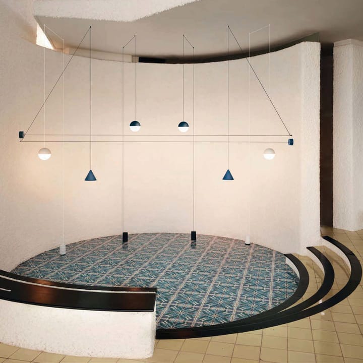 Candeeiro suspenso String Light Sphere, Azul, cabo 12 m Flos
