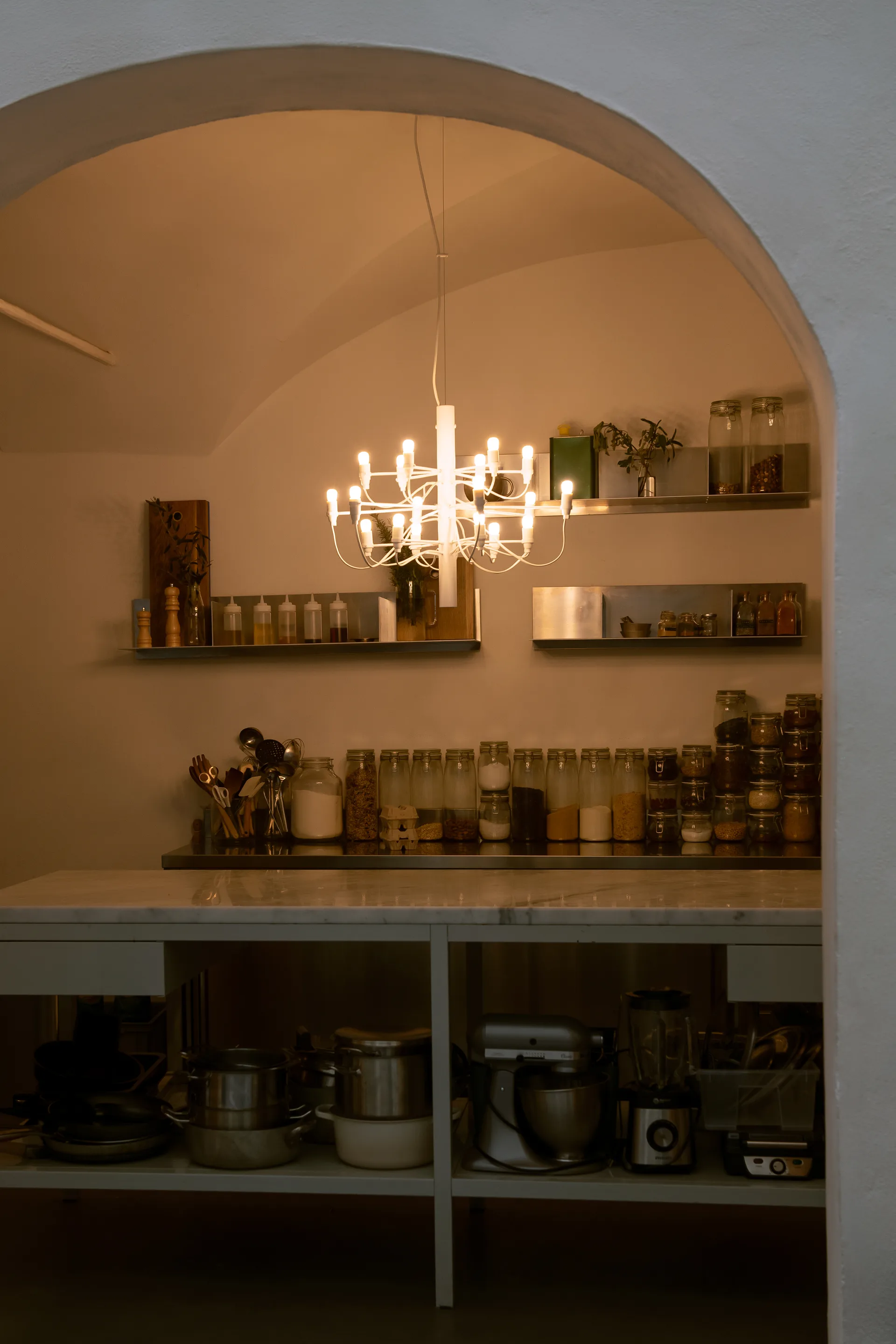 Candelabro 2097 Sarfatti, Branco fosco 18 lâmpadas Flos