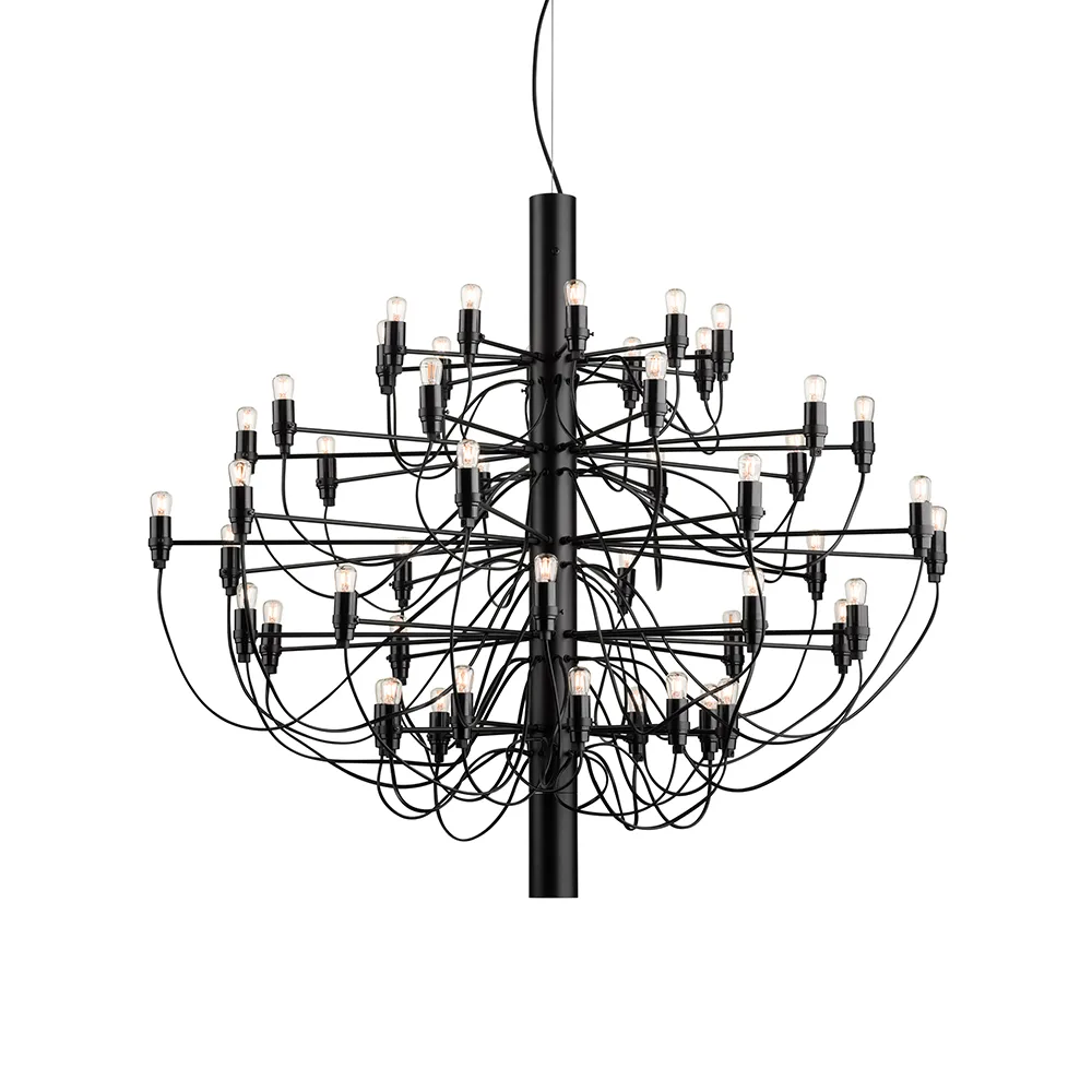 Candelabro 2097 Sarfatti LED, Matte preto 50 lâmpadas Flos
