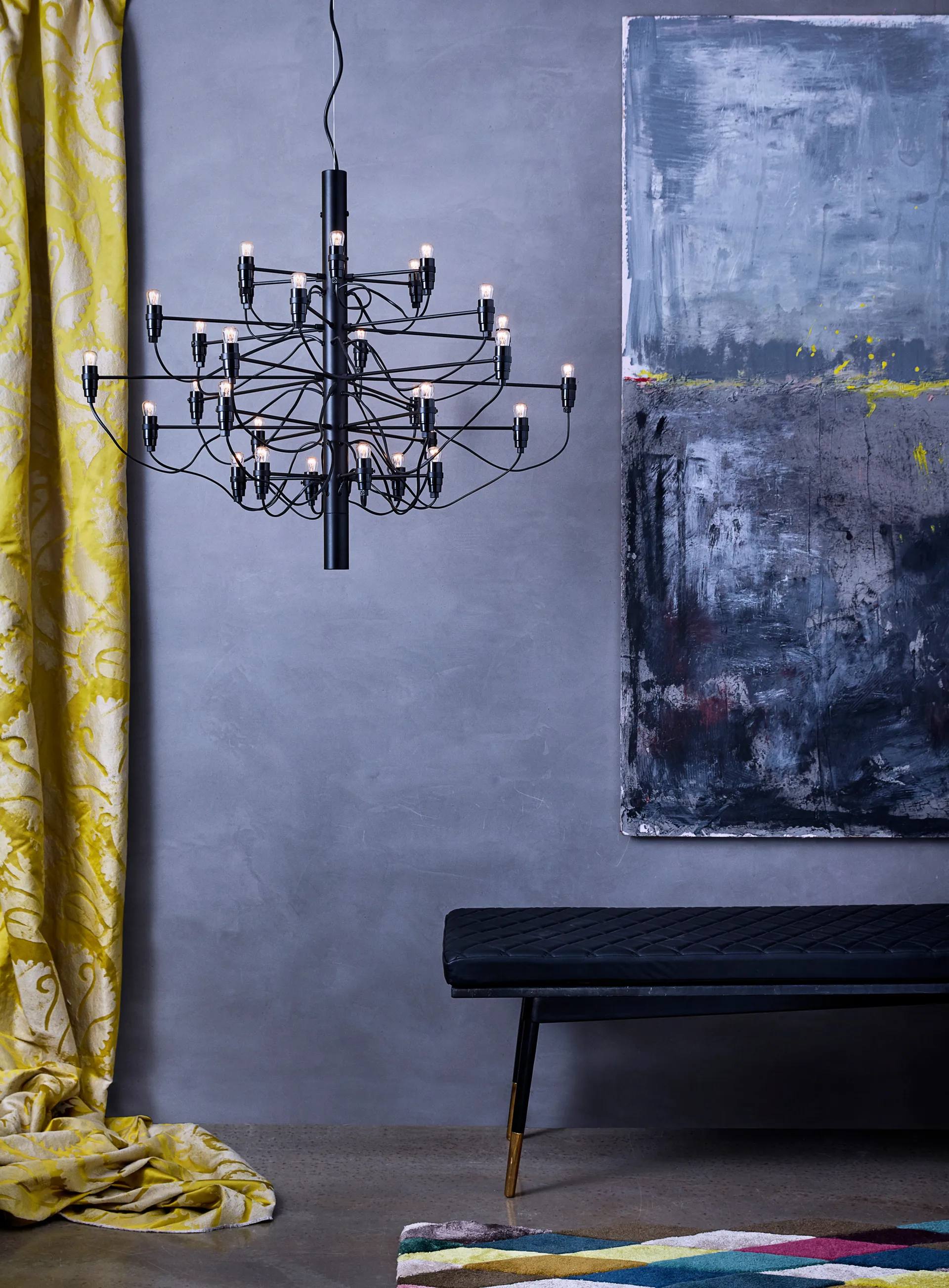 Candelabro 2097 Sarfatti, Preto fosco 30 lâmpadas Flos