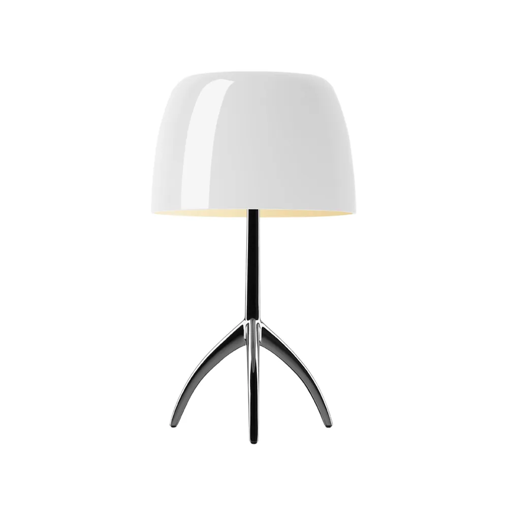 Lumiere Grande candeeiro de mesa regulável, branco, cromado preto Foscarini