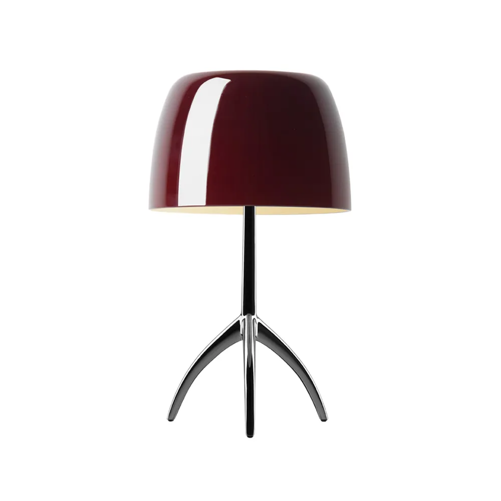 Lumiere Grande candeeiro de mesa regulável, vermelho-cereja, cromado preto Foscarini