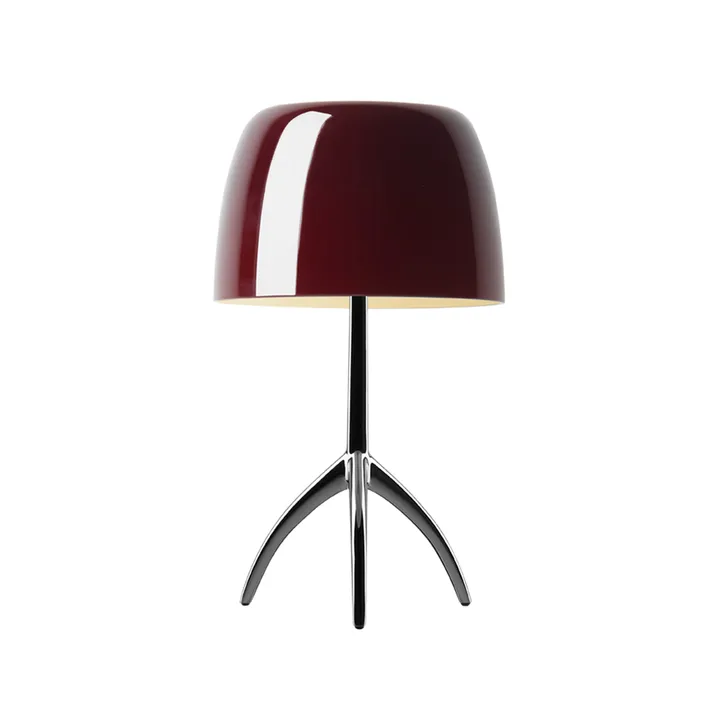 Lumiere Grande candeeiro de mesa regulável - vermelho-cereja, cromado preto - Foscarini