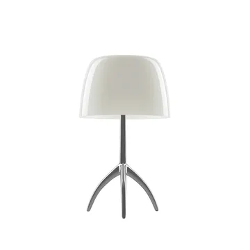 Lumiere Piccola candeeiro de mesa regulável - Branco quente ecrã-base em alumínio - Foscarini