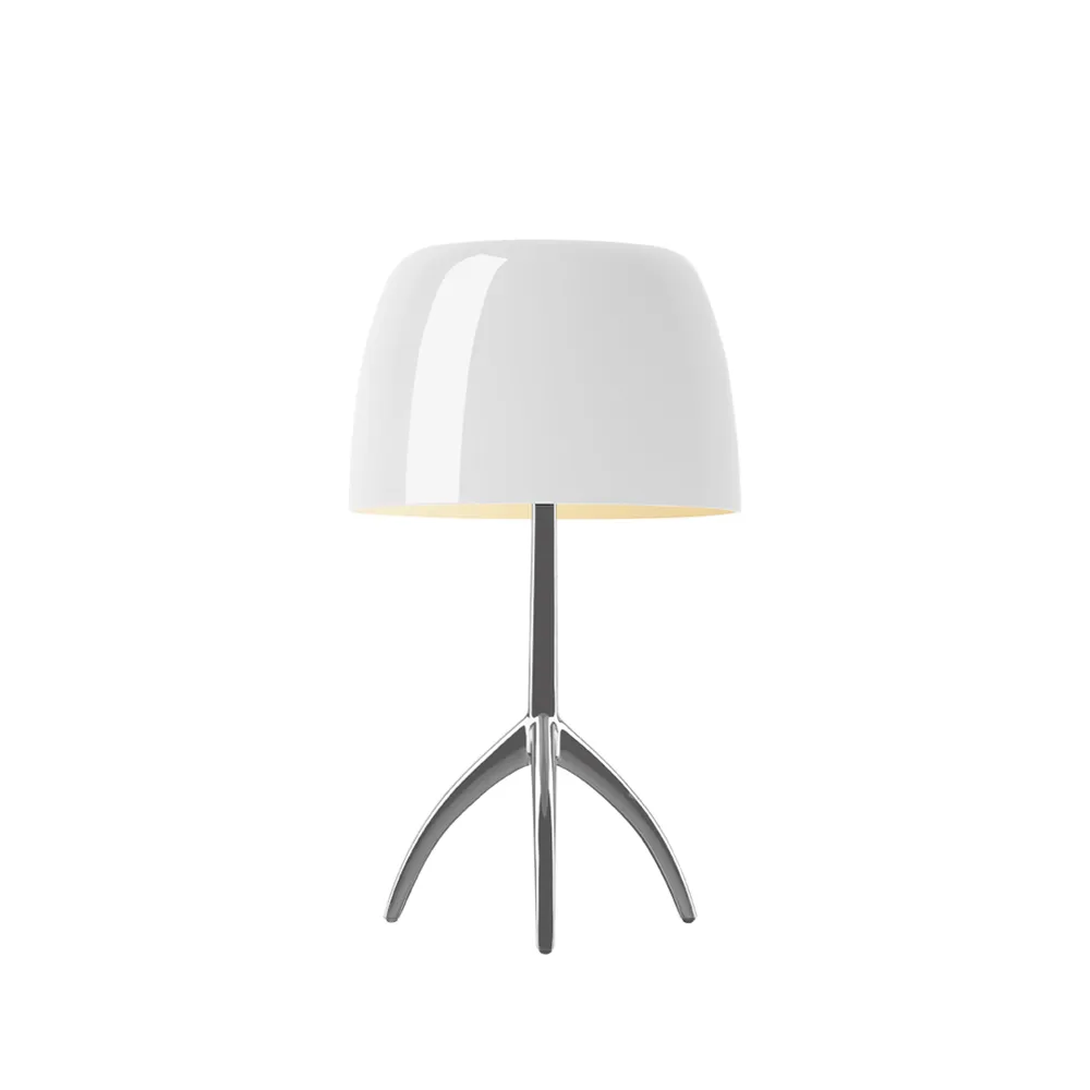 Lumiere Piccola candeeiro de mesa regulável, Ecrã branco-base em alumínio Foscarini