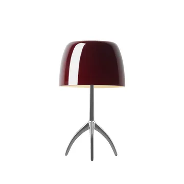 Lumiere Piccola candeeiro de mesa regulável - Ecrã vermelho-cereja–base em alumínio - Foscarini