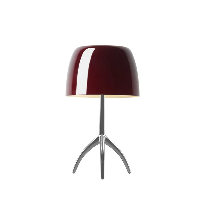 Lumiere Piccola candeeiro de mesa regulável - Ecrã vermelho-cereja–base em alumínio - Foscarini