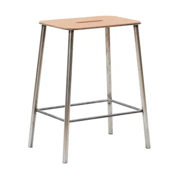 Adam banco - Raw steel-natural leather, H:50 cm - FRAMA