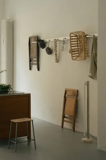 Adam banco - Raw steel-natural leather, H:65 cm - FRAMA