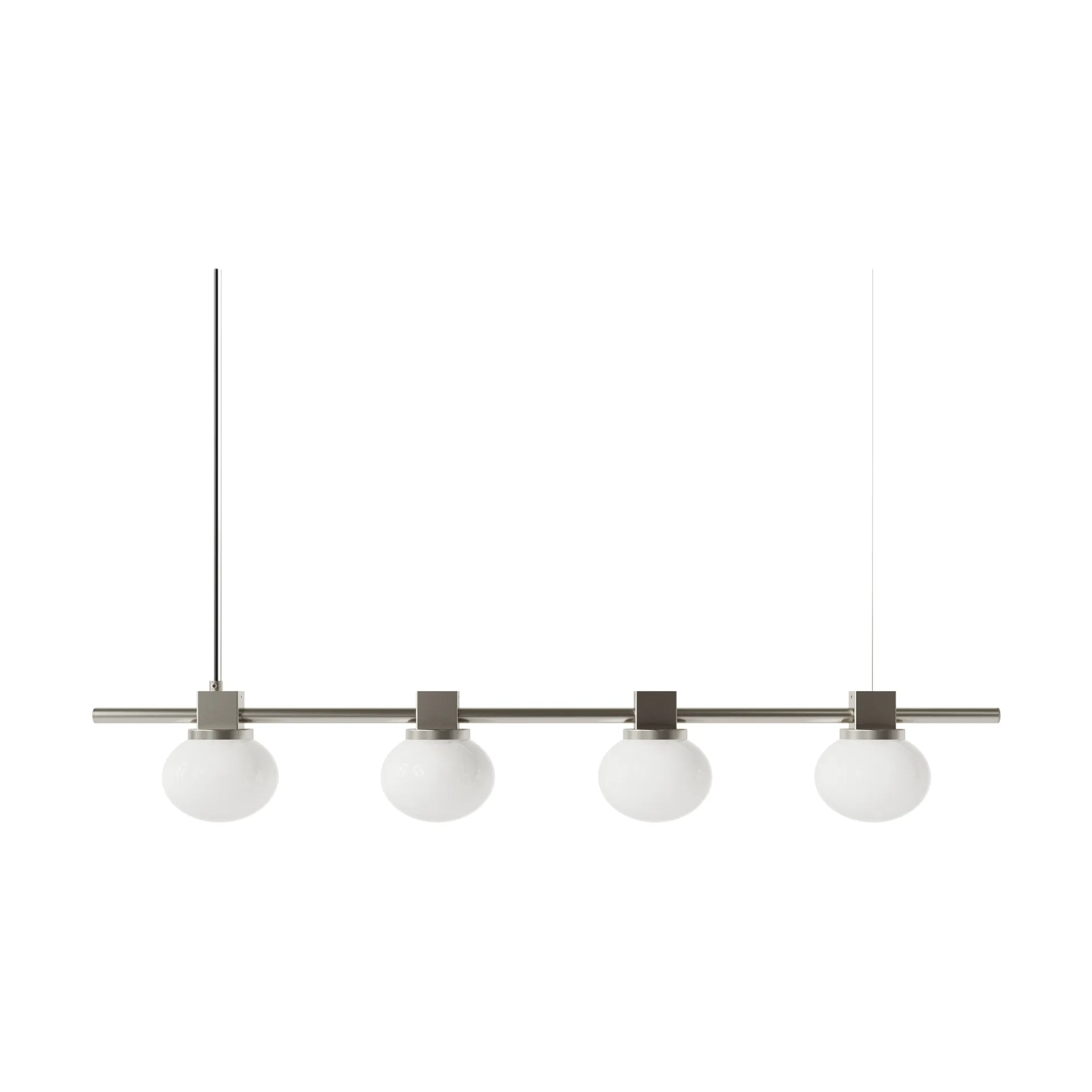 Ovoid Pendant Light Quadruple candeeiro de suspensão, Aço inoxidável, vidro opalino FRAMA
