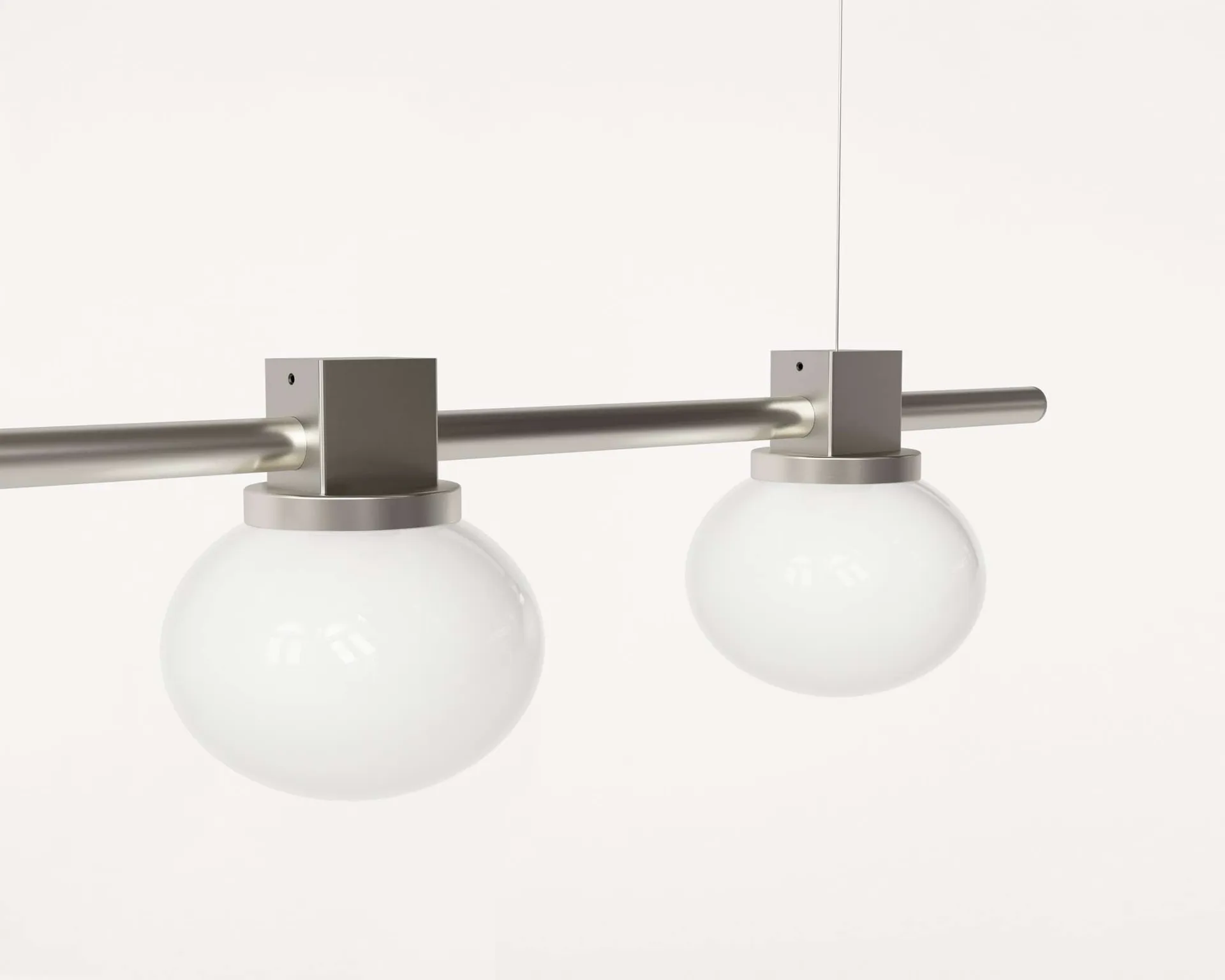 Ovoid Pendant Light Quadruple candeeiro de suspensão, Aço inoxidável, vidro opalino FRAMA