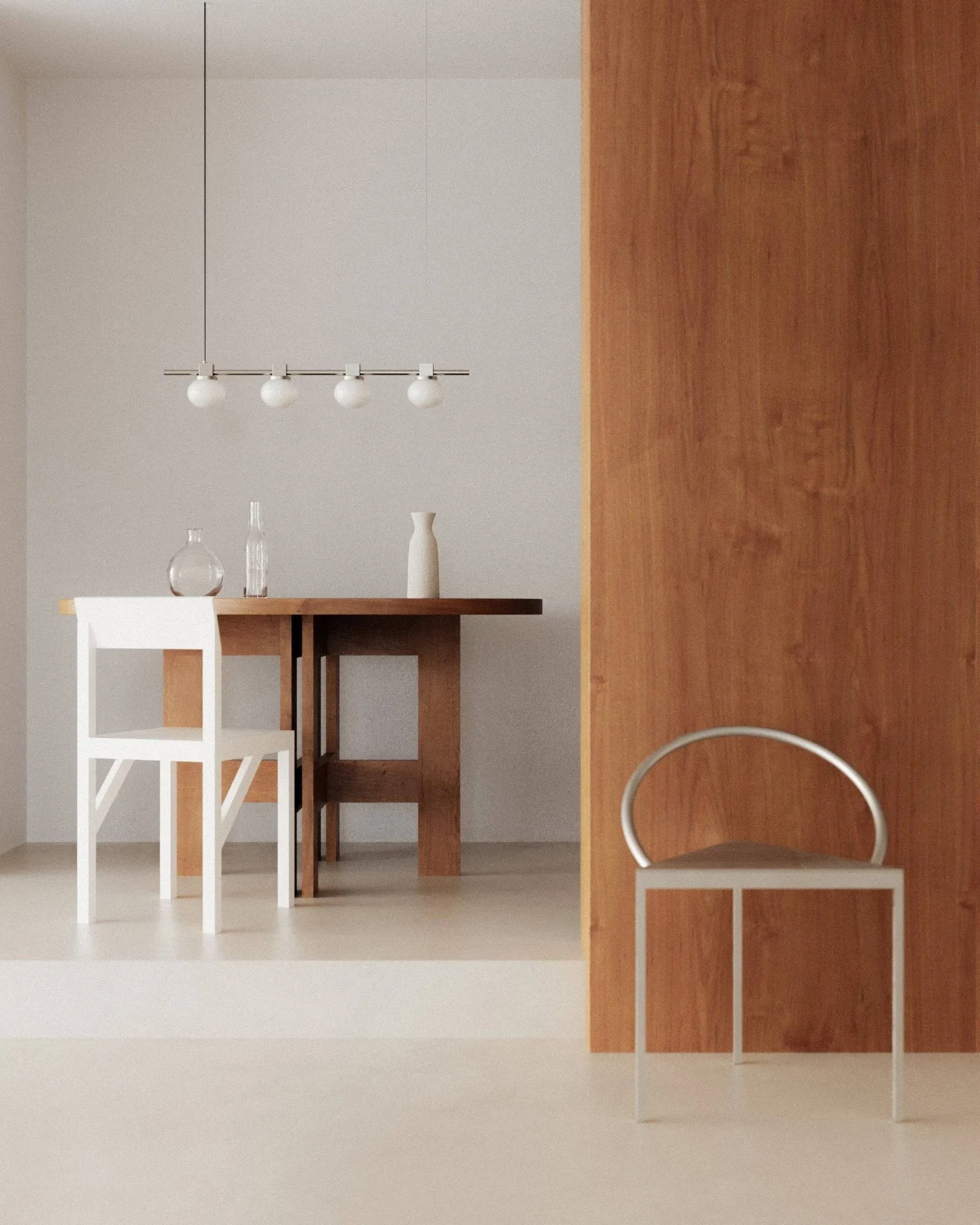 Ovoid Pendant Light Quadruple candeeiro de suspensão, Aço inoxidável, vidro opalino FRAMA
