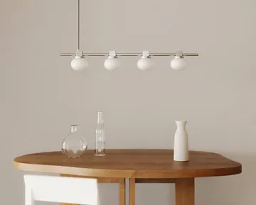 Ovoid Pendant Light Quadruple candeeiro de suspensão - Aço inoxidável, vidro opalino - FRAMA