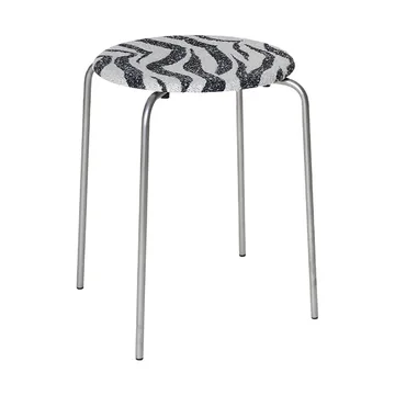 Petit Rond banco redondo - Aço inoxidável-tecido Zebra - FRAMA
