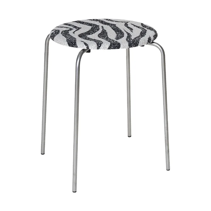 Petit Rond banco redondo - Aço inoxidável-tecido Zebra - FRAMA