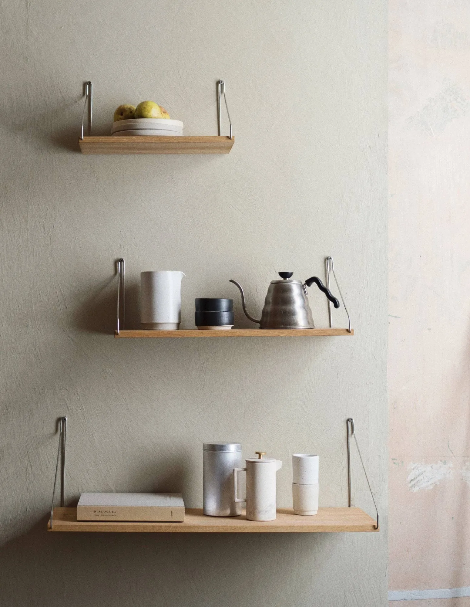 Single Shelf prateleira de parede, Carvalho-aço inoxidável, 60x20 cm FRAMA