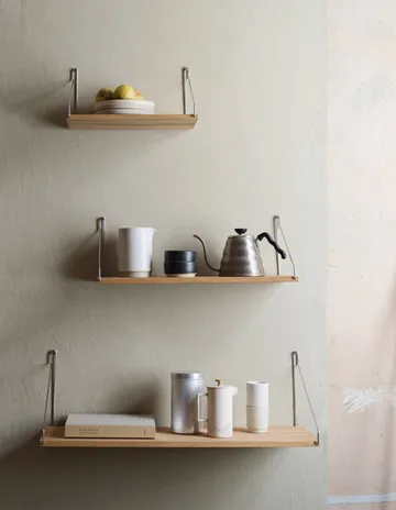 Single Shelf prateleira de parede - Carvalho-aço inoxidável, 80x27 cm - FRAMA
