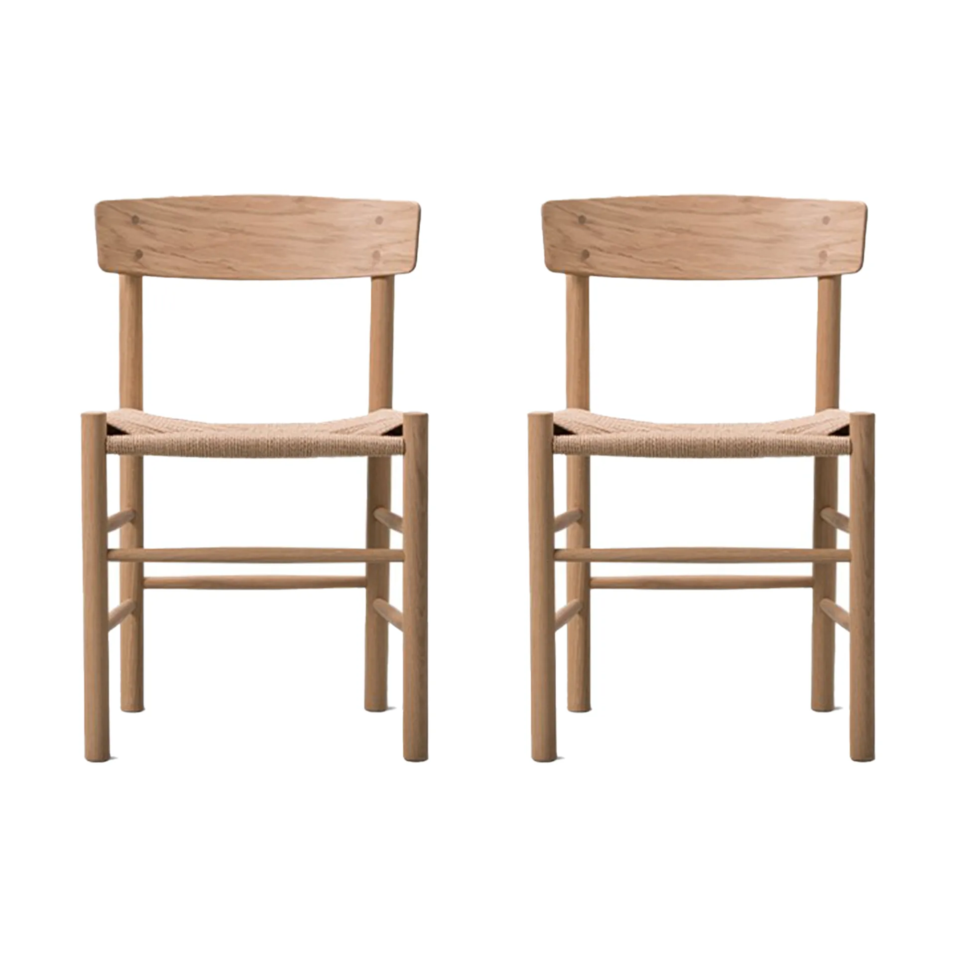 Cadeira J39, Carvalho oleado claro-trançado natural, conjunto de 2,  Fredericia Furniture