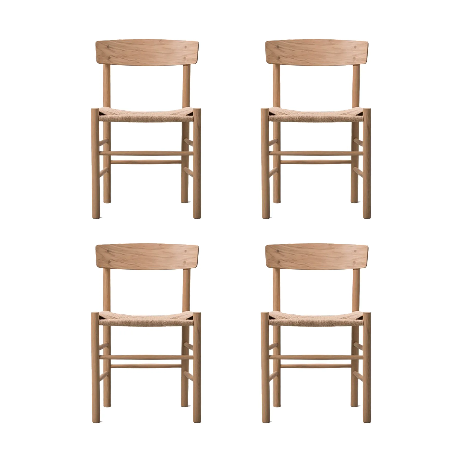 Cadeira J39, Carvalho oleado claro-trançado natural, conjunto de 4,  Fredericia Furniture
