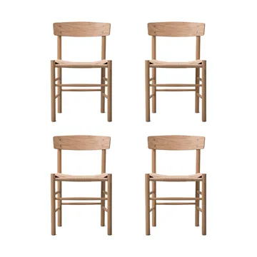 Cadeira J39, Carvalho oleado claro-trançado natural, conjunto de 4 - Fredericia Furniture