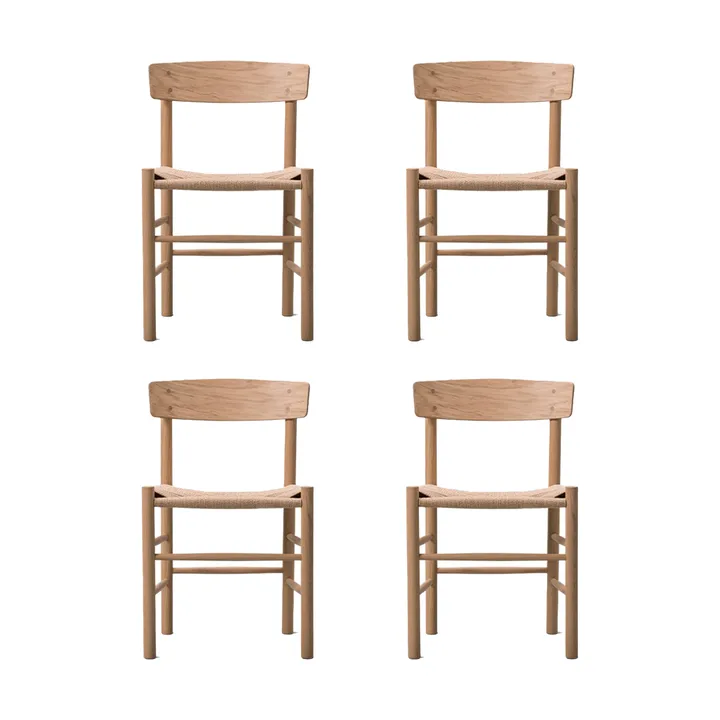 Cadeira J39, Carvalho oleado claro-trançado natural, conjunto de 4 - Fredericia Furniture