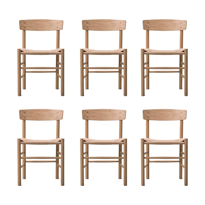 Cadeira J39, Carvalho oleado claro-trançado natural, conjunto de 6 - Fredericia Furniture