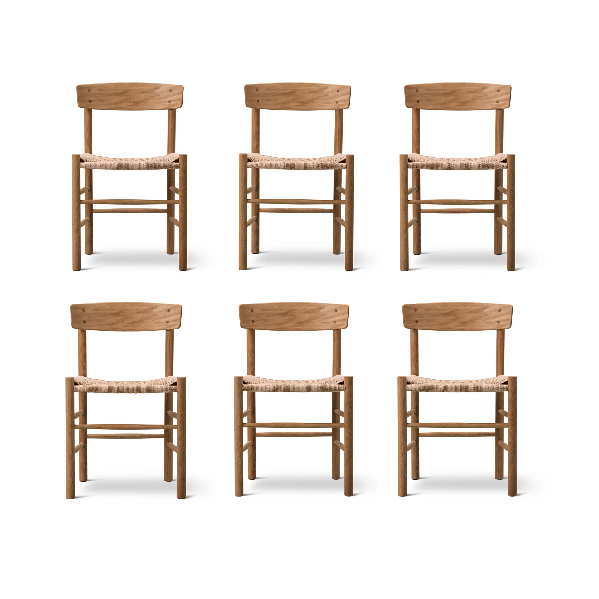 Cadeira J39, Carvalho oleado-trançado natural, conjunto de 6,  Fredericia Furniture