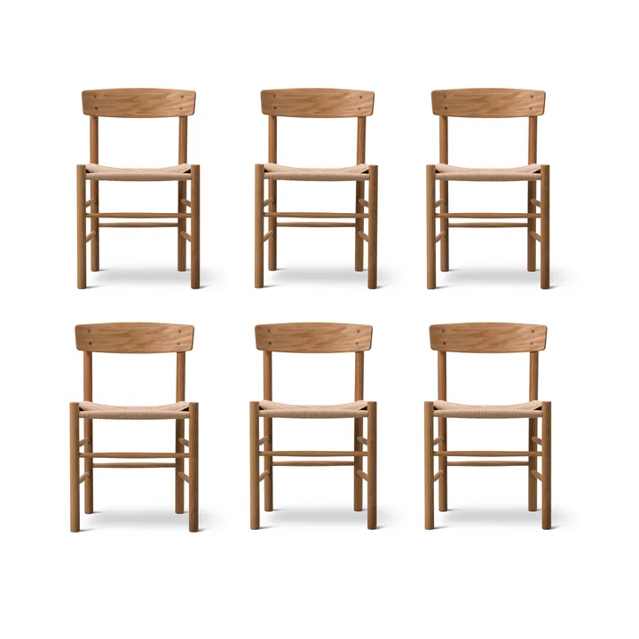 Cadeira J39, Carvalho oleado-trançado natural, conjunto de 6 - Fredericia Furniture
