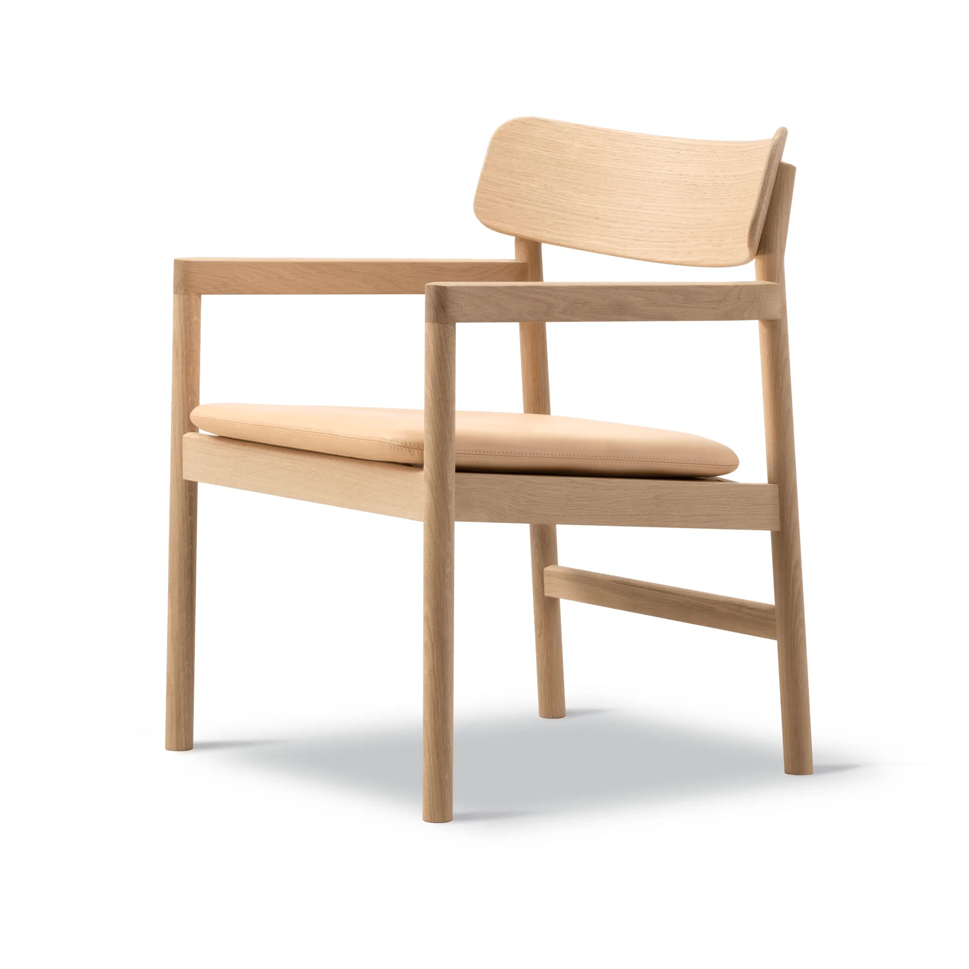 Cadeira lounge Post, Vegeta couro-carvalho ligeiramente oleado Fredericia Furniture