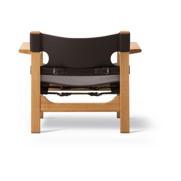 Den spanske cadeira poltrona - Couro castanho-escuro-carvalho envernizado - Fredericia Furniture