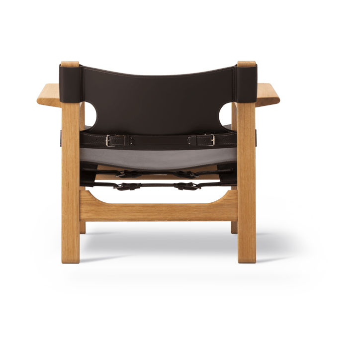 Den spanske cadeira poltrona, Couro castanho-escuro-carvalho envernizado Fredericia Furniture