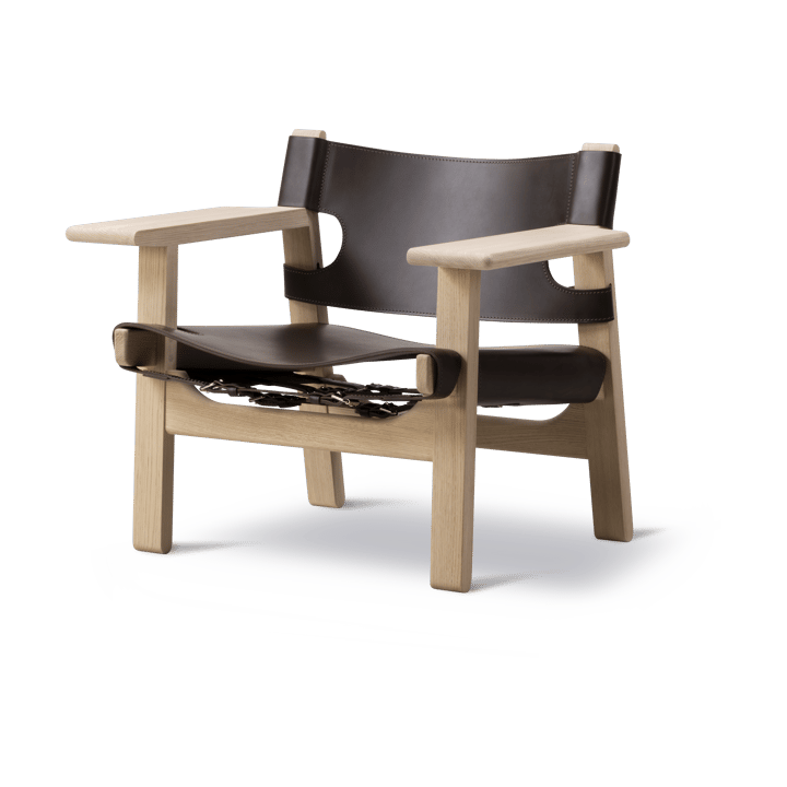 Den spanske cadeira poltrona - Couro castanho escuro-oliei carvalho - Fredericia Furniture