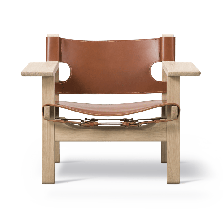 Den spanske cadeira poltrona - Couro cognac-madeira de carvalho claro oleada - Fredericia Furniture