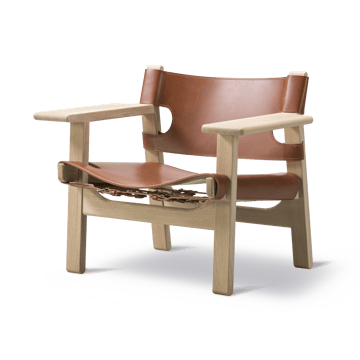 Den spanske cadeira poltrona - Couro cognac-madeira de carvalho claro oleada - Fredericia Furniture
