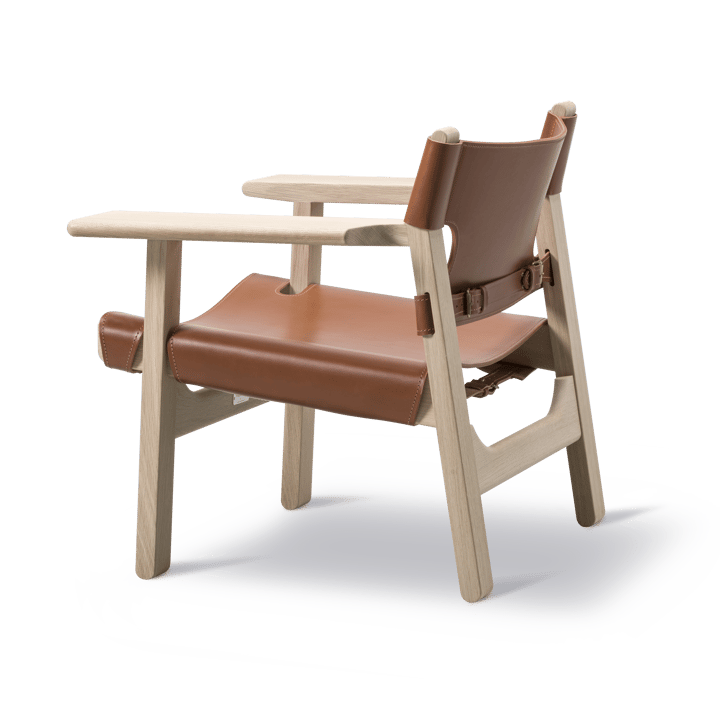 Den spanske cadeira poltrona, Couro cognac-madeira de carvalho claro oleada Fredericia Furniture