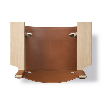 Den spanske cadeira poltrona - Couro cognac-madeira de carvalho claro oleada - Fredericia Furniture