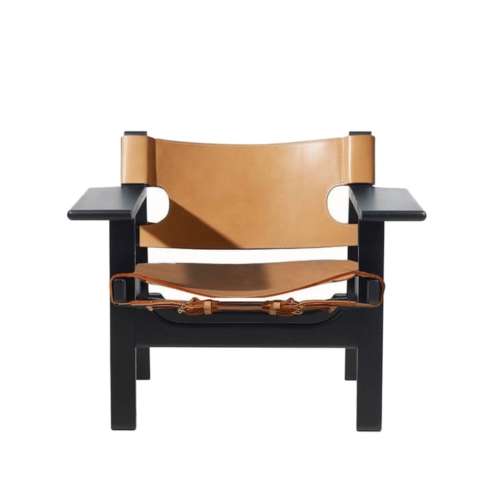 Den spanske cadeira poltrona - Couro natural-carvalho envernizado preto - Fredericia Furniture