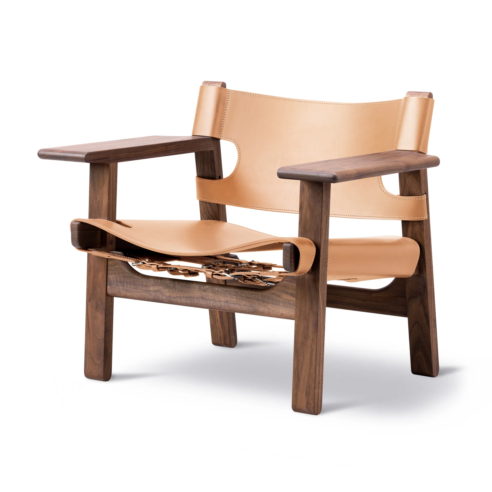 Den spanske cadeira poltrona, Couro natural-oleado nogueira Fredericia Furniture