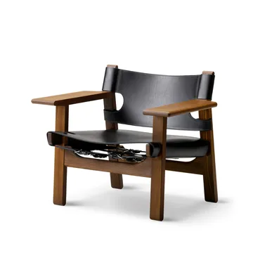 Den spanske cadeira poltrona - Couro preto-carvalho fumado - Fredericia Furniture