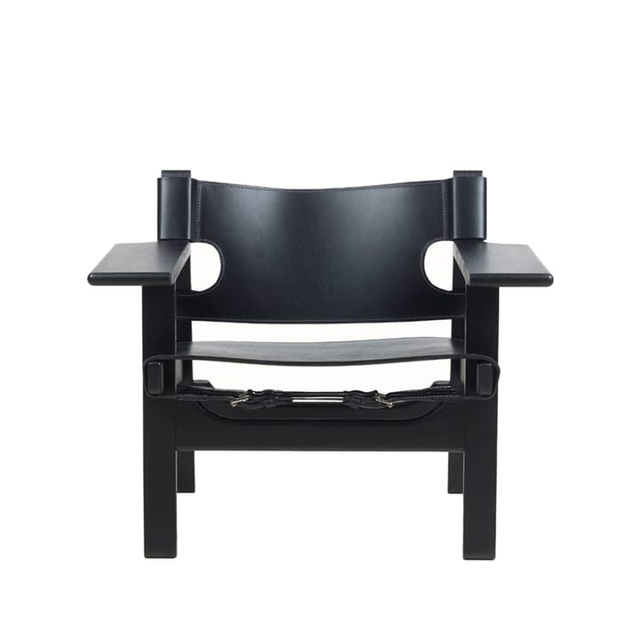 Den spanske cadeira poltrona - Couro preto-olmo envernizado preto - Fredericia Furniture